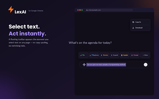 LexAI - AI Writing Assistant :: Grammar checking and writing assistance powered by your own LLM API key