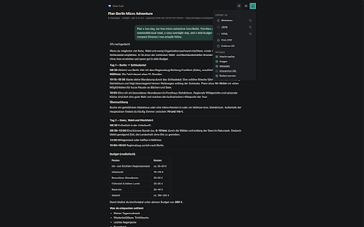 Chat Trail :: Export AI chat conversations locally as Markdown, JSON, HTML, or an evidence ZIP.