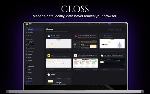 Gloss — Your web, annotated & shared. :: Your personal knowledge layer for the internet. Highlight, note, and draw on any page — then share your screen live.