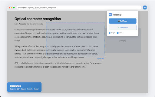 ReadSnap :: Capture screenshots, OCR text, and send to Readwise Reader