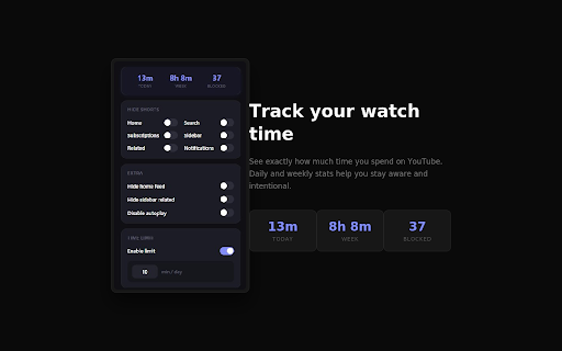 Shorts Killer - Block YouTube Shorts & Track Screen Time :: Block YouTube Shorts from your feed, search & homepage. Track screen time, set daily limits. YouTube detox for digital wellbeing.