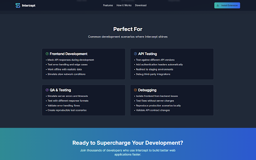 Interzept :: Quick access to Interzept - mock, modify, and override API calls. Intercept requests and debug applications efficiently.