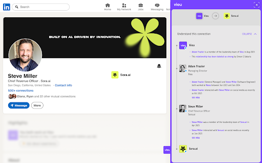 Vieu Chrome Extension - Get introduced to your buyers :: Find warm intro paths across your network and turn them into introductions to your buyers.