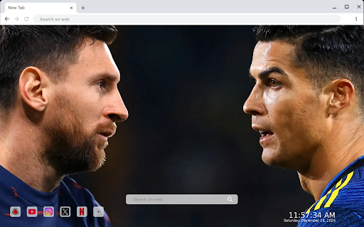 Cristiano Ronaldo vs Messi Unusual Live Wallpaper :: Transform your new tab with dynamic HD live wallpapers featuring the epic rivalry of Cristiano Ronaldo and Messi.
