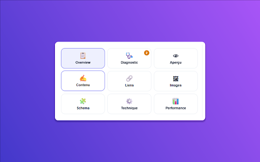 SEO Cartograph On-page : audit et analyse SEO :: Audit SEO complet de chaque page : balises, liens cassés, Core Web Vitals, CMS. Et les données Search Console et GA4 en direct.