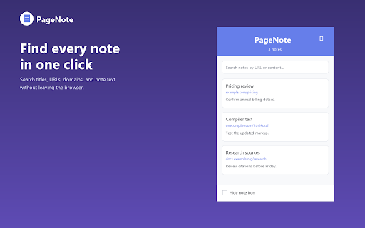 PageNote :: Add quick notes to any webpage that are automatically saved and restored per URL