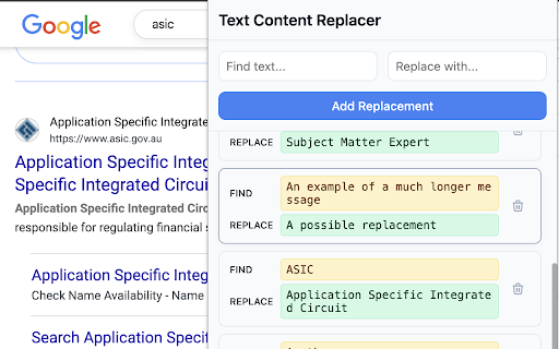 Text Content Replacer :: Automatically replace text on web pages. Add context to IDs, fix typos, or customize your browsing.