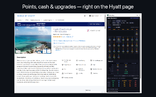 HotelXray for Hyatt — Points, Rates & Upgrades :: Points, cash prices & CPP for every Hyatt hotel — on search results and hotel pages, live as you browse.