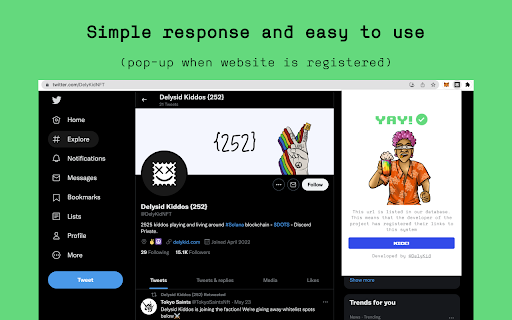 Solana Genuine Link :: A browser extension for checking websites that had been registered to the database of DelyKid.