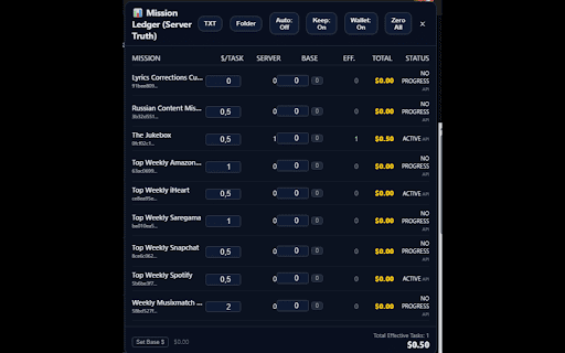 MxM Mission Reward Tracker (Secure Server) :: This extension adds a lightweight tracker to Musixmatch Curators to help you monitor mission completions and reward totals in real…