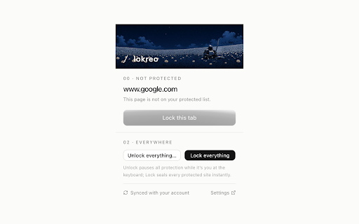 Tab Locker - Password Protect Browser Tabs :: Password protect any website tab without logging out. Lock browser tabs with per-site passwords and one-click lockdown.