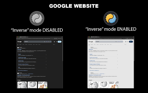 Inverse Dark/Light Mode :: The extension allows users to manage a list of URLs of websites that are displayed in "inverted" mode (if the website has a dark…
