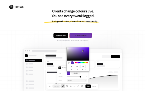 Tweak :: Collect client feedback on live websites. Pin comments to elements, style previews, and MCP fix workflows.