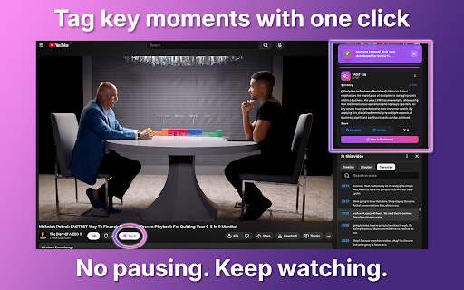 TAGiT - AI Video Bookmarks, Notes & Flashcards for YouTube Learning :: One-click timestamped YouTube notes with AI summaries and spaced repetition. Capture insights from videos and podcasts instantly.
