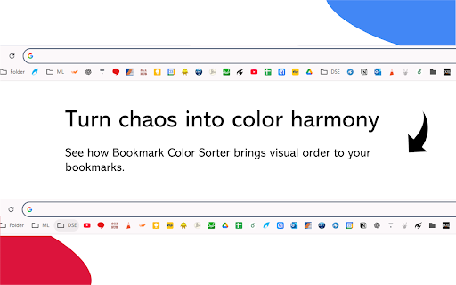 Bookmark Color Sorter :: Sort your bookmarks by favicon dominant color using HSV color space, starting with red