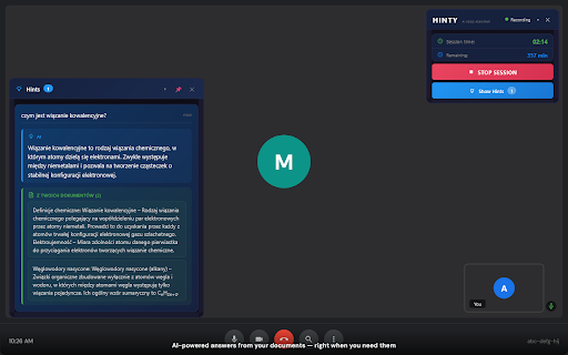 Hinty - AI Meeting Coach :: Real-time AI suggestions during video meetings (Google Meet, Zoom, Microsoft Teams). Get smart hints and coaching powered by AI.