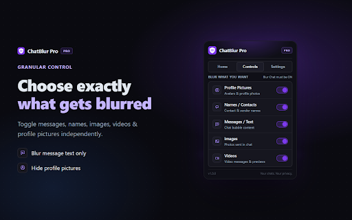 ChatBlur Pro :: Blur chats on WhatsApp, Telegram, Messenger & more. One-click privacy.