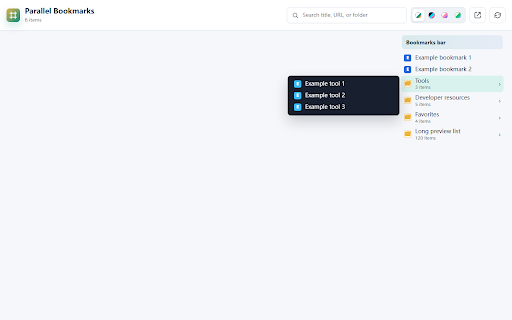 Parallel Bookmarks View :: Display bookmark bar items in adaptive columns for faster browsing and search.