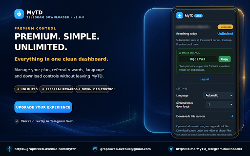 Telegram Media Downloader - MyTD :: Save videos, photos and files from your Telegram Web chats in original quality — albums, large files and bulk saving.