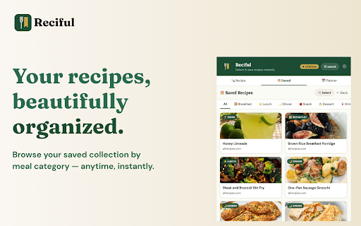 Reciful :: Detects recipes on any webpage and saves them with one click.
