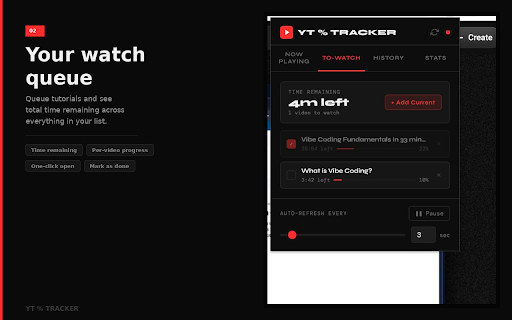 YouTube Percentage Tracker :: Track YouTube video progress, speed, history, and watch stats.
