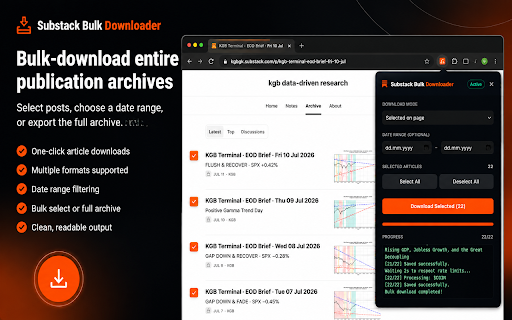 Substack Bulk Downloader :: Download Substack articles as standalone HTML, Markdown, or PDF in bulk.