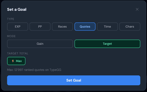 TypeGG Goal Tracker :: Track your goals directly on TypeGG