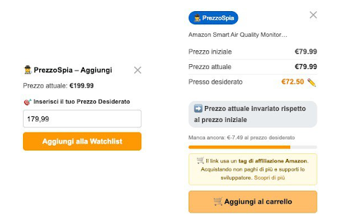 Amazon - PrezzoSpia :: Il tuo radar prezzi su Amazon: watchlist, soglie e alert