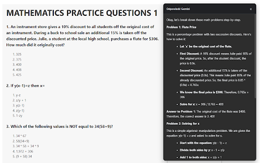 Gemini Screen Solver :: Press Ctrl+Shift+S, select an area, and ask Gemini to solve the task.