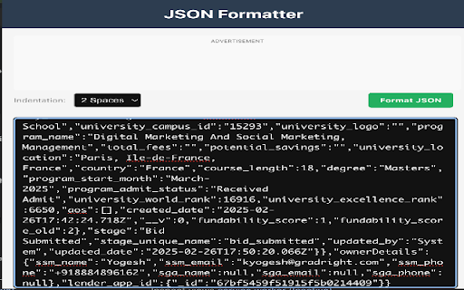 JSON Formatter Extension :: Format and beautify JSON data similar to jsonformatter.org