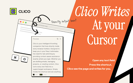Clico: AI Writing Assistant for Every Text Box :: AI writing assistant that works in Gmail, Notion, Slack, LinkedIn & every text box. Draft, reply, rewrite, and dictate instantly.