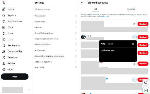 Twitter Notes - X Profile Annotations :: Add personal notes to Twitter/X user profiles