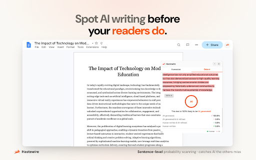 Hastewire: AI Humanizer & AI Detector :: Humanize AI text and detect AI content instantly on any webpage. Bypass AI detectors with one click. 7+ languages.