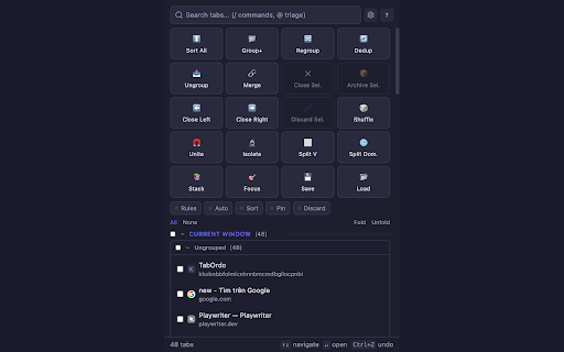 TabOrdo - Tab Manager & Organizer :: Sort, group, deduplicate and manage your tabs with a command palette