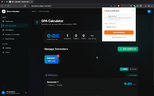 Bhemu Calculator - UMS Sync :: Sync your LPU UMS grades, marks, and attendance to Bhemu Calculator with one click.