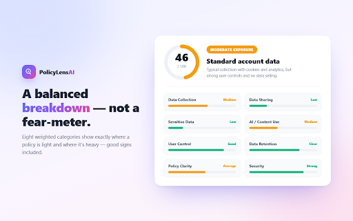 PolicyLens AI :: Understand any Terms or Privacy policy in plain English and see your privacy exposure before you agree. Page analysis runs locally.