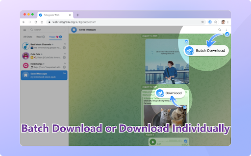 Telegram Downloader - Batch download Telegram images, videos, and audio :: Bulk download photos, videos, files from Telegram. Works with private channels. Original quality, fast speeds. For Telegram Web.