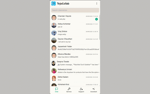 TejoCollab :: Sidebar extension for chat and support on tejoerp platform