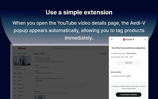 AEDI-V : Youtube AI Product Matching Solution :: ๐ฏ AEDI-V: ์ ํ๋ธ ์ผํ AI ์ ํ ๋งค์นญ ์๋ฃจ์
์ ํ๋ธ ์ผํ์ ์ํ ์๋ ์ ํ ํ๊ทธ & ํ์์คํฌํ ๋ฑ๋ก์ ํ ๋ฒ์!
AI๊ฐ ์์ ์ ์ฅ๋ฉด๊ณผ ๋ํ๋ฅผ ๋ถ์ํด ๊ด๋ จ ์ ํ์ ์๋ ์ถ์ฒํ๊ณ , ์ ํํ ํ์์คํฌํ์ ๋ง์ถฐ ํ๊ทธ๊น์ง ํจ๊ปโฆ