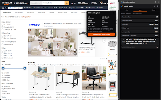 Forge Companion: AI Amazon Seller Assistant (Sales, PPC, Account Health) :: AI for Amazon sellers — a listing score on every product page, market snapshots on search, and a copilot in Seller Central.