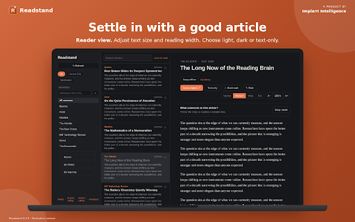 Readstand :: Make time to read and keep what you learn. Follow magazines and blogs in one place, highlight passages, and take notes.
