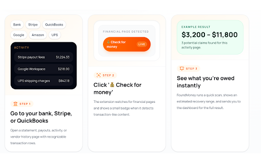 FoundMoney — Settlement Finder :: Track claim opportunities, scan financial pages, and discover business settlements you may qualify for.