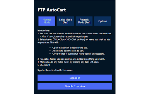FTP AutoCart :: FTP AutoCart is an Extension designed to automate limited-edition Shopify purchases, currently only optimized for the FTP brand