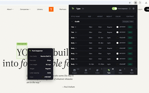 Asset Inspector :: Inspect any page for images, colors, type, video, and tech. Preview clips, check contrast, record with mic or camera.