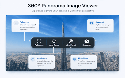 360° Panorama Image Viewer :: Open and explore 360-degree panoramic images locally in a full-screen viewer. Supports JPG, PNG, and WebP.