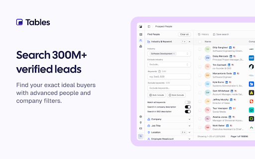 Tables :: Enrich contacts and companies from anywhere on the web.