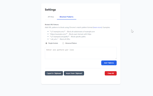 Simple NextDNS Manager :: Manage NextDNS allowlist and denylist domains, with additional URL pattern blocking functionality.