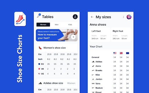 Shoe Size Chart :: Use Shoe Size Chart and get instant access to foot size chart. Try our extension to experience fast and precise shoe size conversion