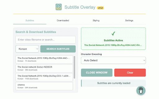 Subtitle Overlay :: Search, download, and overlay subtitles on any video with customizable appearance and timing controls
