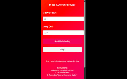 Instagram Auto Unfollower :: Automatically unfollow Instagram users with custom settings.